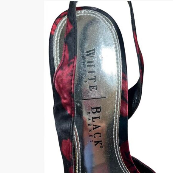 White House Black Market High Heel Peep Toe Floral Slingbacks  Size 9M  EUC - Picture 12 of 14